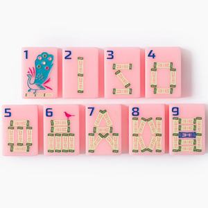 Fichas de Mahjong Americanas Personalizables de Acrílico Rosa, 160 Piezas, Juego de Lujo con Tallado de Una Sola Capa, Oh My Mahjong - Product Image 2