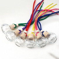 Diffuseur de parfum pour voiture 6 ml, flacon vide pour huiles essentielles, avec corde colorée et couvercle en bois, flacon en verre pour voiture