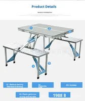 Ensemble table et chaises pliantes rectangulaires en alliage d'aluminium, design moderne, pour le camping, les voyages et les pique-niques en plein air