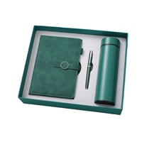 Carnet en cuir PU gris promotionnel en gros pour cadeaux, journal personnalisé, thermos, ensemble cadeau avec bouteille d'eau