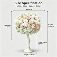 Boule de fleurs artificielles crème abricot, mélange de roses en soie et de pivoines, centre de table floral pour mariage, décoration de fête et de banquet