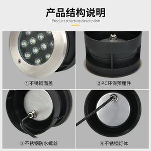 Spot lumineux <span class=keywords><strong>led</strong></span> encastrable dans le sol, imperméable conforme à la norme IP68, éclairage d'extérieur, 7/9/12/15/18/24/36W, 1 unité - Product Image 2