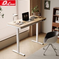Bureau d'ordinateur électrique moderne à hauteur réglable avec plateau en bois et tiroir dissimulé