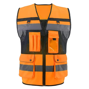 CITICITY High Vis Reflective Vest Zipper <b>Construction</b> <b>Uniform</b> Mens Reflective Work Jacket Safety Vest with Multi Pockets - Product Image 4