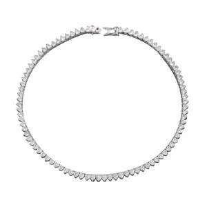 Fashionable Diamond Stud Choker <b>Necklace</b> For Women Party Jewelry Silver Tone Chain Elegant Neckwear Accessory - Product Image 5