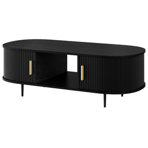 Nhà Máy Bán buôn New sồi đen hình bầu dục Retro Bàn cà phê với tre chạy cửa ra vào - Product Image 1