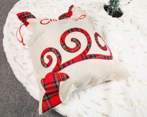 Embroidered Plaid Santa Sacks Boutique Elk Reusable Linen Large <b>Christmas</b> <b>Gift</b> <b>Bag</b> With Drawstring - Product Image 4