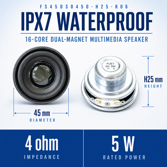 IPX7 Waterproof 4 Ohm 5W Neodymium Dual Magnet Speakers Frequency Response 80Hz-18kHz Bluetooth Multimedia Speaker for PA System