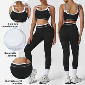 Ensemble de vêtements de <span class=keywords><strong>sport</strong></span> pour femmes personnalisé en 2 pièces, respirant, avec soutien-gorge de yoga à dos en <span class=keywords><strong>U</strong></span> et leggings de <span class=keywords><strong>sport</strong></span>, ensemble de fitness pour la salle de <span class=keywords><strong>sport</strong></span> - Product Image 2