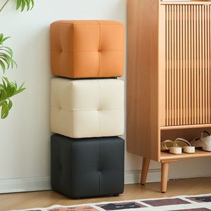 Taburete otomano estilo nórdico con mechones para sala de estar, decoración del hogar, reposapiés multifuncional. - Product Image 2