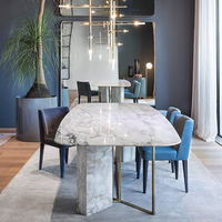 Table à manger en marbre, 1 pièce, élégante et luxueuse, avec étagère de rangement pour salon, cuisine