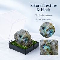 Vente en gros de spécimens minéraux bruts de labradorite naturelle, mini boîte de présentation paysagère 3,5 cm, cadeau