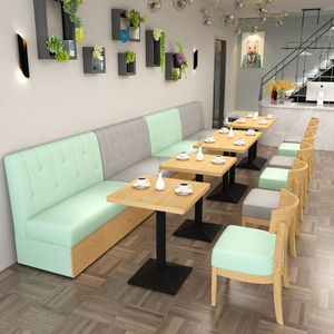 Sistema di panche avvolgenti personalizzato per negozi di tè, con sedute a cabina, in tessuto blu brillante, ideale per caffè giovanili e sale da tè - Product Image 2