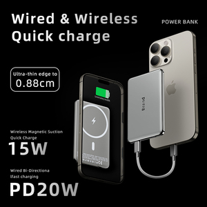 Chargeur portable ultra-fin Magsafered 10000mAh, charge rapide PD <span class=keywords><strong>20W</strong></span>, batterie Li-polymère sans fil, banque d'alimentation avec support magnétique - Product Image 2