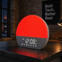 Réveil intelligent numérique et analogique avec lumière d'aube et machine à bruit blanc pour une matinée joyeuse, idéal pour la chambre d'enfant