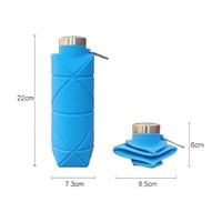 Gourde pliable en silicone motif diamant, légère et étanche pour enfants et adultes, idéale pour les sports de plein air