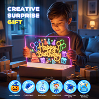 Tableau de messages LED acrylique à 5 niveaux de luminosité avec support lumineux, tableau d'écriture effaçable pour enfants, cadeau créatif, achat en gros B2B