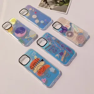 Funda de teléfono móvil con imagen impresa colorida de marco negro IMD de doble cara para iPhone Samsung Hauwei