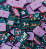 Jeu de Mahjong Américain Thème Casse-Noisette et Noël, Tuiles Acryliques Vertes et Violettes, 160 Pièces, Jeu de Société Portable pour les Fêtes