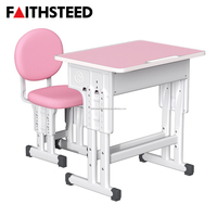 Ensemble de bureau et chaise rembourrés roses modernes pour étudiants, réglables en hauteur, mobilier de classe scolaire, table d'étude avec boîte à livres