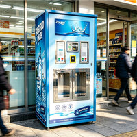 Distributeur d'eau purifiée extérieur 24h/24 avec paiement par pièces, QR code, solaire et antivol pour collectivités (eau froide et osmose inverse)