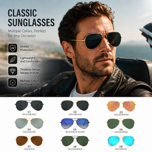 Gafas de Sol Unisex con Marco Metálico y Lentes de Espejo, Protección UV, Diseño Clásico y Elegante, Estilo Aviador - Product Image 2