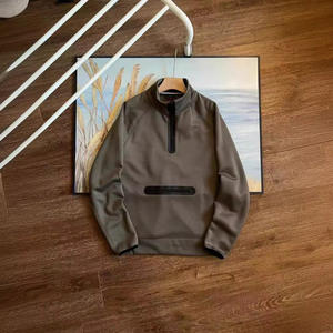 2025 <span class=keywords><strong>Logo</strong></span> personalizzato da uomo con collo alto quarto di Zip <span class=keywords><strong>felpa</strong></span> sportiva sostenibile Anti-Pilling in pile 100% cotone con supporto a goccia - Product Image 3