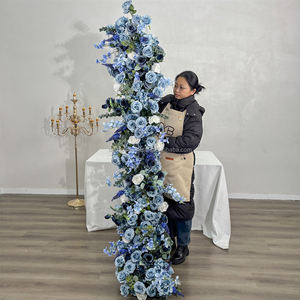 DKB Wholesale - Chemin de table bleu artificiel pour décoration de mariage et de fête, avec fleurs pour allées de mariage - Product Image 3