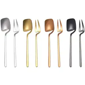 Thiết Kế Treo Bằng Thép Không Gỉ Tiny Trà Vàng Nhỏ Thìa Espresso Thìa Demitasse Thìa Mini Fork