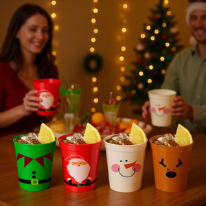 Vasos de Plástico Navideños para Bebidas, 12 Piezas, 4 Estilos, Diseño de Santa Claus y Alces, Reutilizables para Café, Bebidas Frías, Recuerdos para Fiestas - Product Image 2