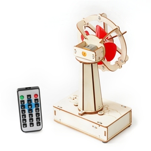 Kit de bricolage en bois pour ventilateur électrique télécommandé OKYN-G5780, expérience scientifique STEM, modèle à assembler - Product Image 3