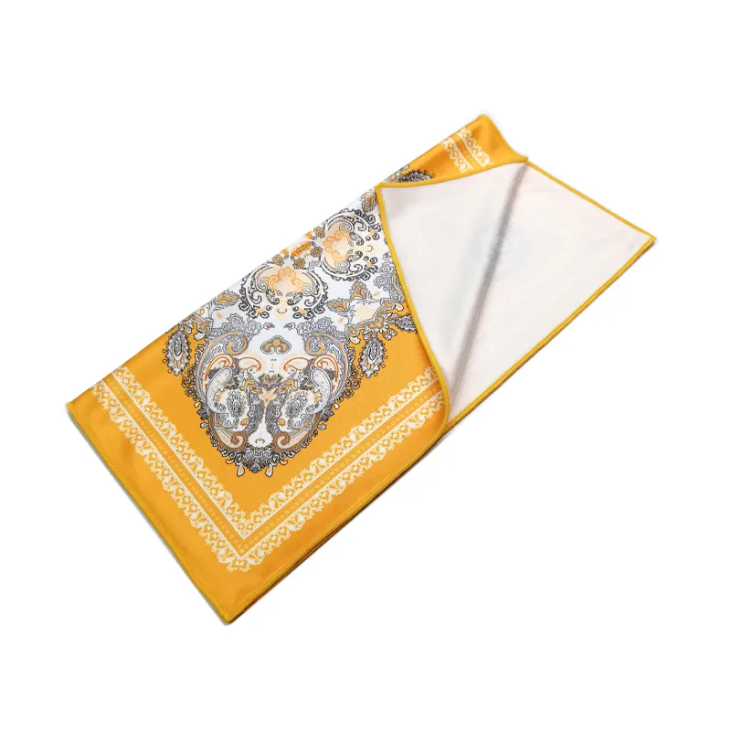 Custom Design Printed Microfiber Square Cleaning Cloth Over-locking Handkerchief Head Scarf