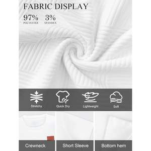 Camiseta de Manga Corta Personalizada para Hombre, Blanca, con Textura Geométrica, Transpirable, de Algodón Tejido, Informal - Product Image 6