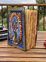 Soleil et Lune Personnalisé Deckle Edge Rusti Vintage Journal en Cuir Sans Doublure Livre d'Ombre Grimoire Recyclé Antique Blanc Laitier