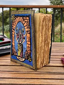 Sol y Luna personalizado Deckle Edge Rusti Vintage diario de cuero sin forro libro de sombra Grimoire reciclado antiguo lechería en blanco - Product Image 2