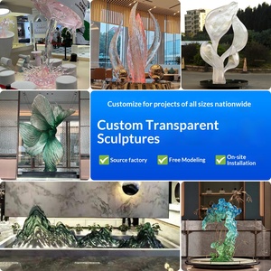 Sculpture en résine abstraite transparente semi-artisanale sur mesure pour l'extérieur, hôtels, maisons d'exposition, centres d'exposition, entrées - Product Image 4