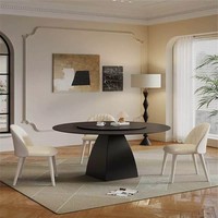 Table à manger en pierre frittée minimaliste italienne, style rétro français 2024, pour 10 personnes, noire, anti-rayures