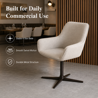 Chaise de salle à manger pivotante haut de gamme, dossier haut, revêtement tissé crème, pivotement à 360° °   Base rotative en forme d'étoile pour hôtel et restaurant