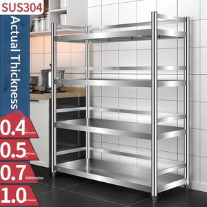 Étagère de rangement commerciale en acier inoxydable 304 argentée, sur pied, multi-niveaux, gain de place, type pot, avec clôture - Product Image 5