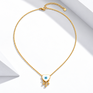 Collier pendentif cœur en acier inoxydable doré avec émail, plaqué or 14K sous vide, chaîne réglable 40+5 cm, 3,8 g - Product Image 1