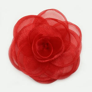 Fleur d'organza tridimensionnelle de 10cm faite à la main côté brûlé fleur de rose pour bricolage accessoires de vêtements de mariée - Product Image 6