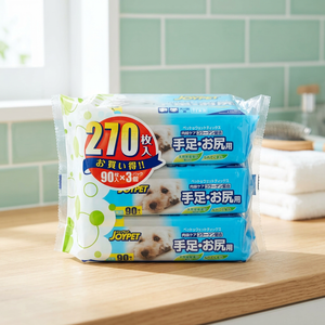 Lingettes humides pour animaux de compagnie Joypet pour chiens et chats, mains, pattes et fesses, 270 lingettes, formule douce non parfumée, non tissées, fournitures de nettoyage - Product Image 2