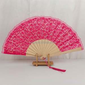 Abanico de mano de madera de alta calidad de 23 cm con borla, abanico hueco de encaje para bodas, publicidad y regalos - Product Image 3