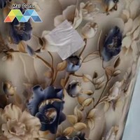 MOI Cream Navy Floral Wall Covering Roll 120cm X 300cm Dekorasi Interior