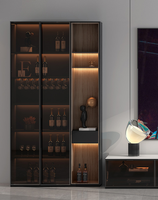 Armoire à vin moderne de luxe avec cadre en aluminium et portes en verre pour salon