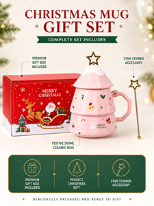 High-Value Creative Christmas Ceramic Coffee Mug Classic Design Includes Spoon <b>for</b> Office Home Use <b>for</b> Wholesale Presentations - Product Image 5
