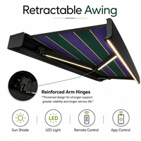 Auvent rétractable motorisé à cassette intégrale amélioré, en aluminium, imperméable, pour patio et jardin, avec télécommande LED et contrôle par application