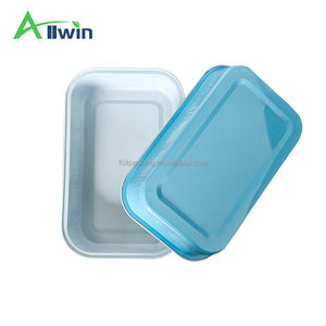 Conteneurs en feuille d'aluminium de marque OEM <span class=keywords><strong>Plateau</strong></span> de <span class=keywords><strong>repas</strong></span> en <span class=keywords><strong>avion</strong></span> à revêtement bleu blanc Conteneurs de restauration <span class=keywords><strong>Plateau</strong></span> d'aviation - Product Image 5