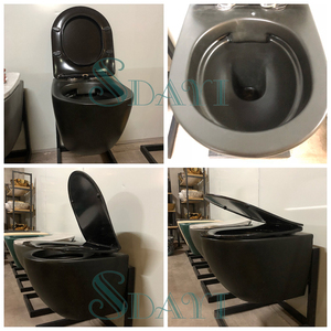 SDAYI 2024 nouveau Style usine bas prix <span class=keywords><strong>pas</strong></span> <span class=keywords><strong>cher</strong></span> salle de bain moderne <span class=keywords><strong>noir</strong></span> mat couleur céramique <span class=keywords><strong>WC</strong></span> mur suspendu toilettes avec des couleurs personnalisées - Product Image 3