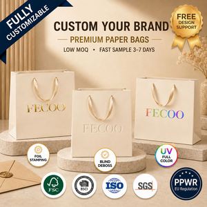 Sacs cadeaux en papier blanc écologiques imprimés sur mesure avec poignée en ruban pour les faveurs de mariage, les fêtes de mariage et les travaux manuels - Product Image 3